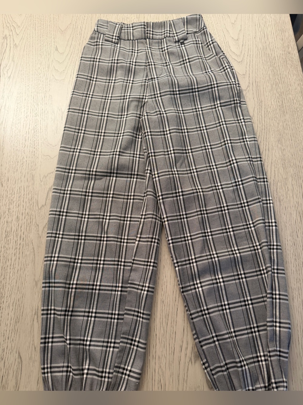 High-Rise IAMGIA Gray Plaid Trousers for Women